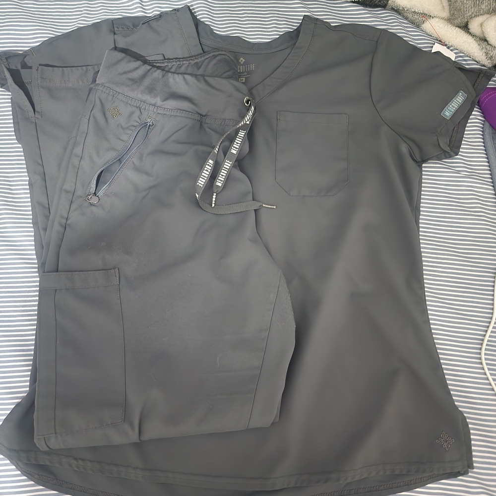 Med Couture Charcoal Scrub Top